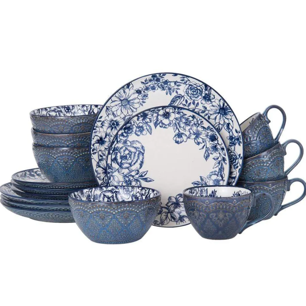 Dinnerware Service For 4|Pfaltzgraff® Gabriela Blue 16 Piece Dinnerware Set, Service for 4