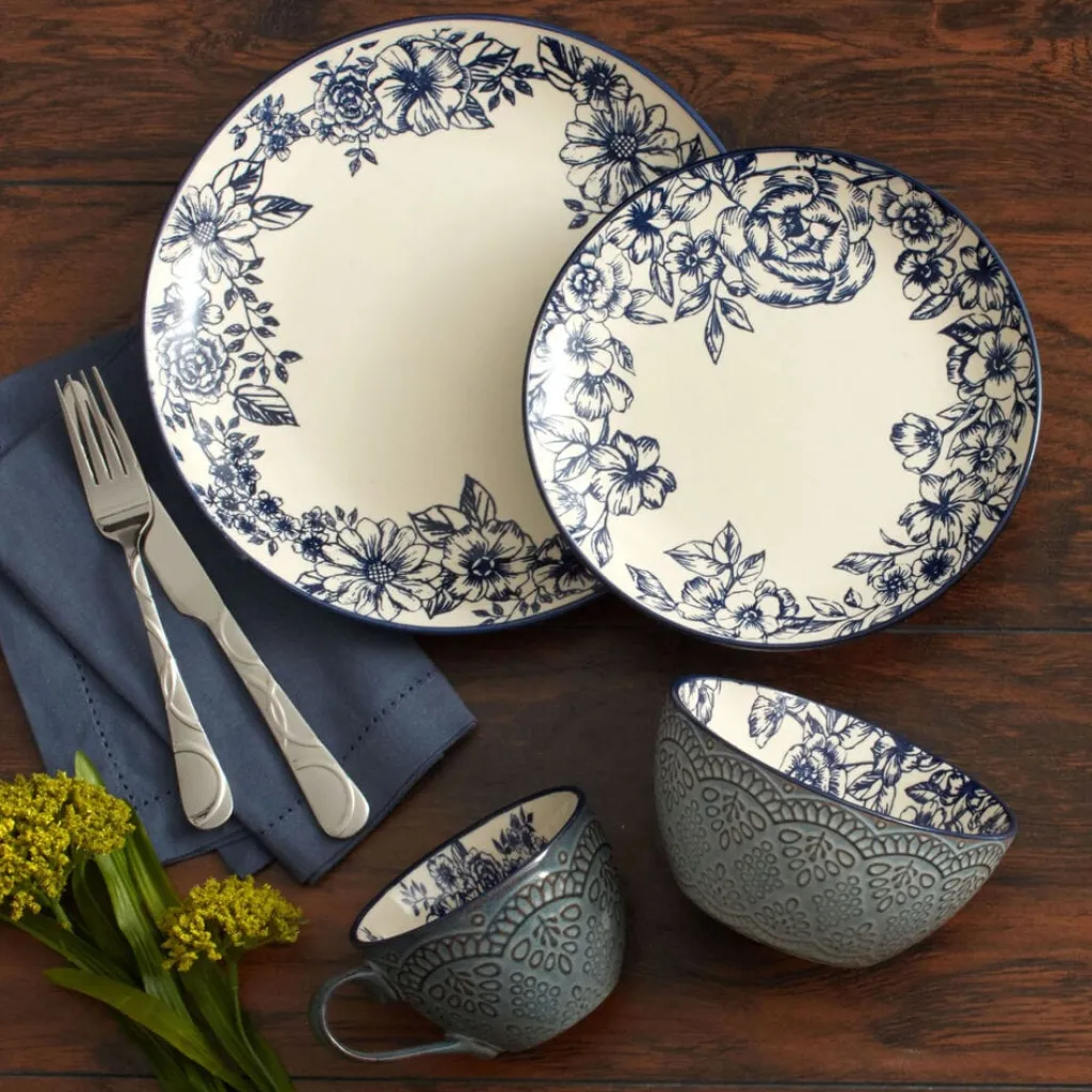 Dinnerware Service For 4|Pfaltzgraff® Gabriela Blue 16 Piece Dinnerware Set, Service for 4