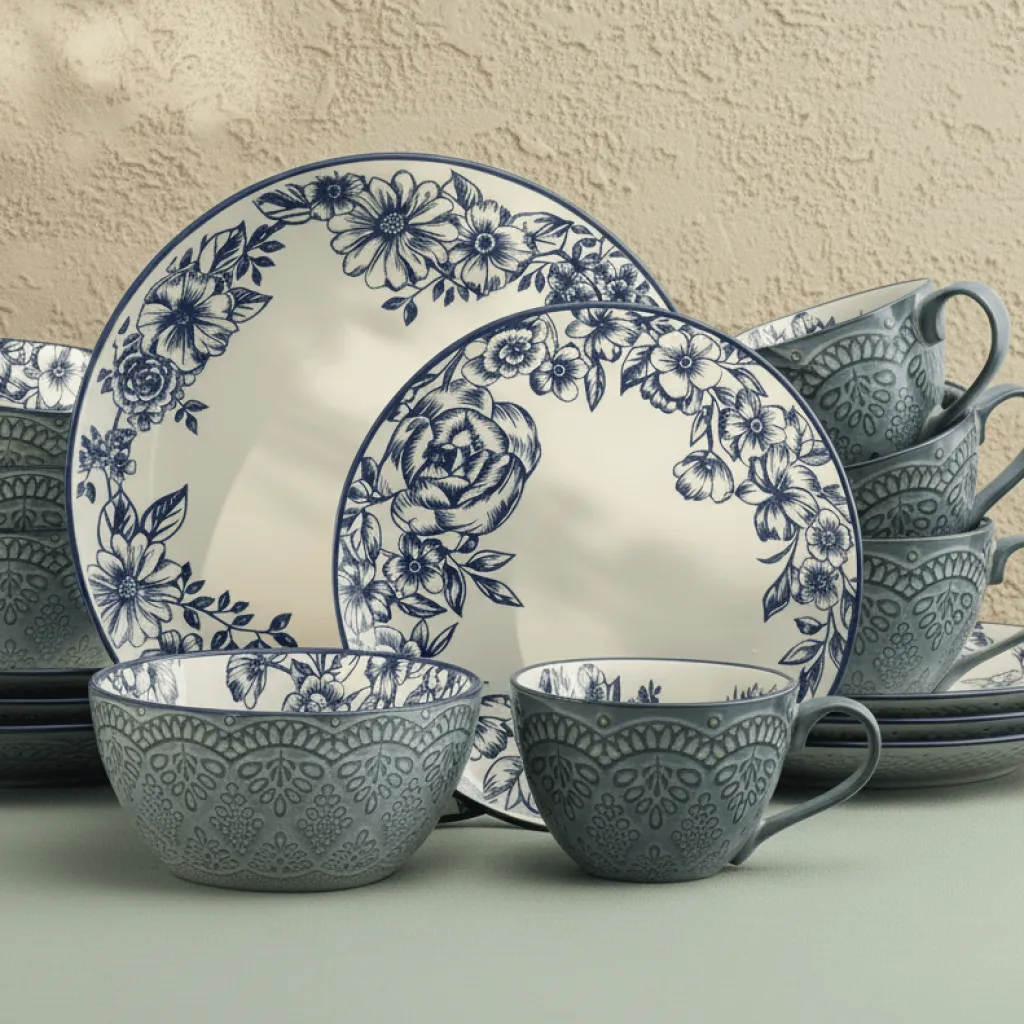 Dinnerware Service For 4|Pfaltzgraff® Gabriela Blue 16 Piece Dinnerware Set, Service for 4