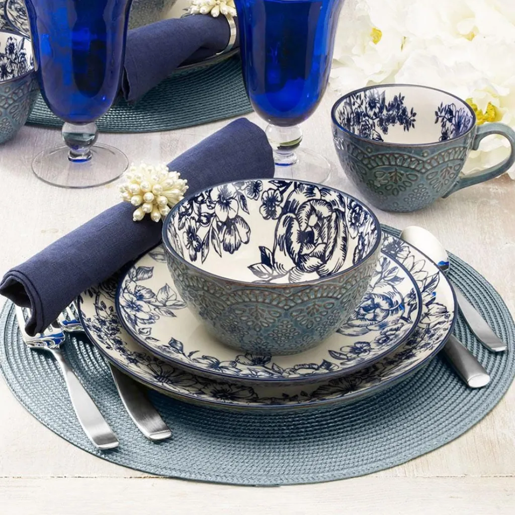 Dinner Plates|Pfaltzgraff® Gabriela Blue Set of 4 Dinner Plates