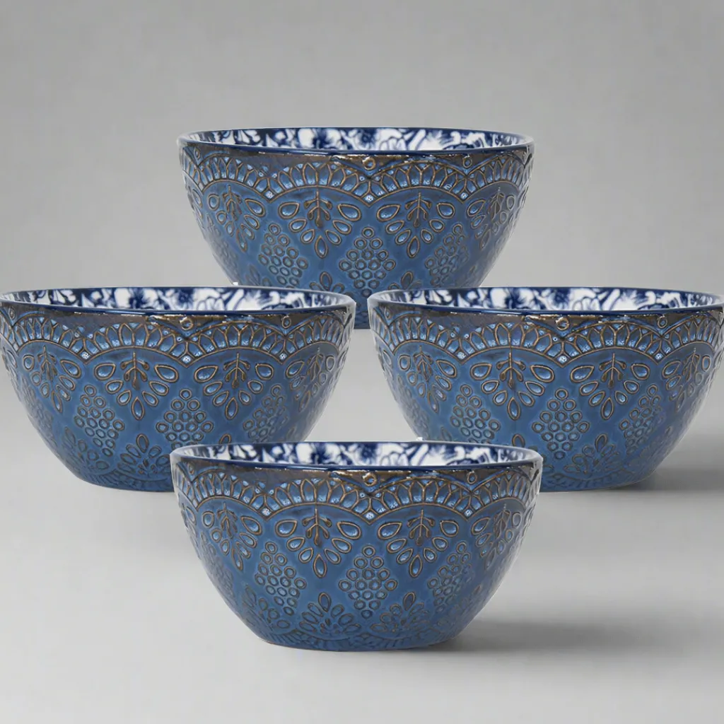 Soup Cereal Bowls|Pfaltzgraff® Gabriela Blue Set of 4 Soup Cereal Bowls