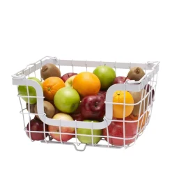 Fruit And Storage Baskets|Gourmet Basics® General Store White Stacking And Nesting Wire Organization Basket