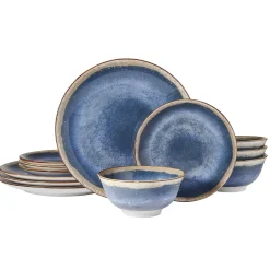Dinnerware Service For 4|Pfaltzgraff® Glimmer Blue 12 Piece Dinnerware Set, Service for 4
