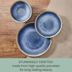 Dinnerware Service For 4|Pfaltzgraff® Glimmer Blue 12 Piece Dinnerware Set, Service for 4