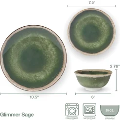 Dinnerware Service For 4|Pfaltzgraff® Glimmer Sage 12 Piece Dinnerware Set, Service for 4