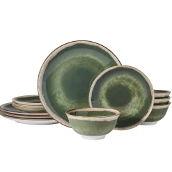 Dinnerware Service For 4|Pfaltzgraff® Glimmer Sage 12 Piece Dinnerware Set, Service for 4