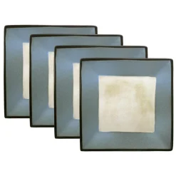 Dinner Plates|Gourmet Basics® Gourmet Basics Belmont Set of 4 Blue Square Dinner Plates