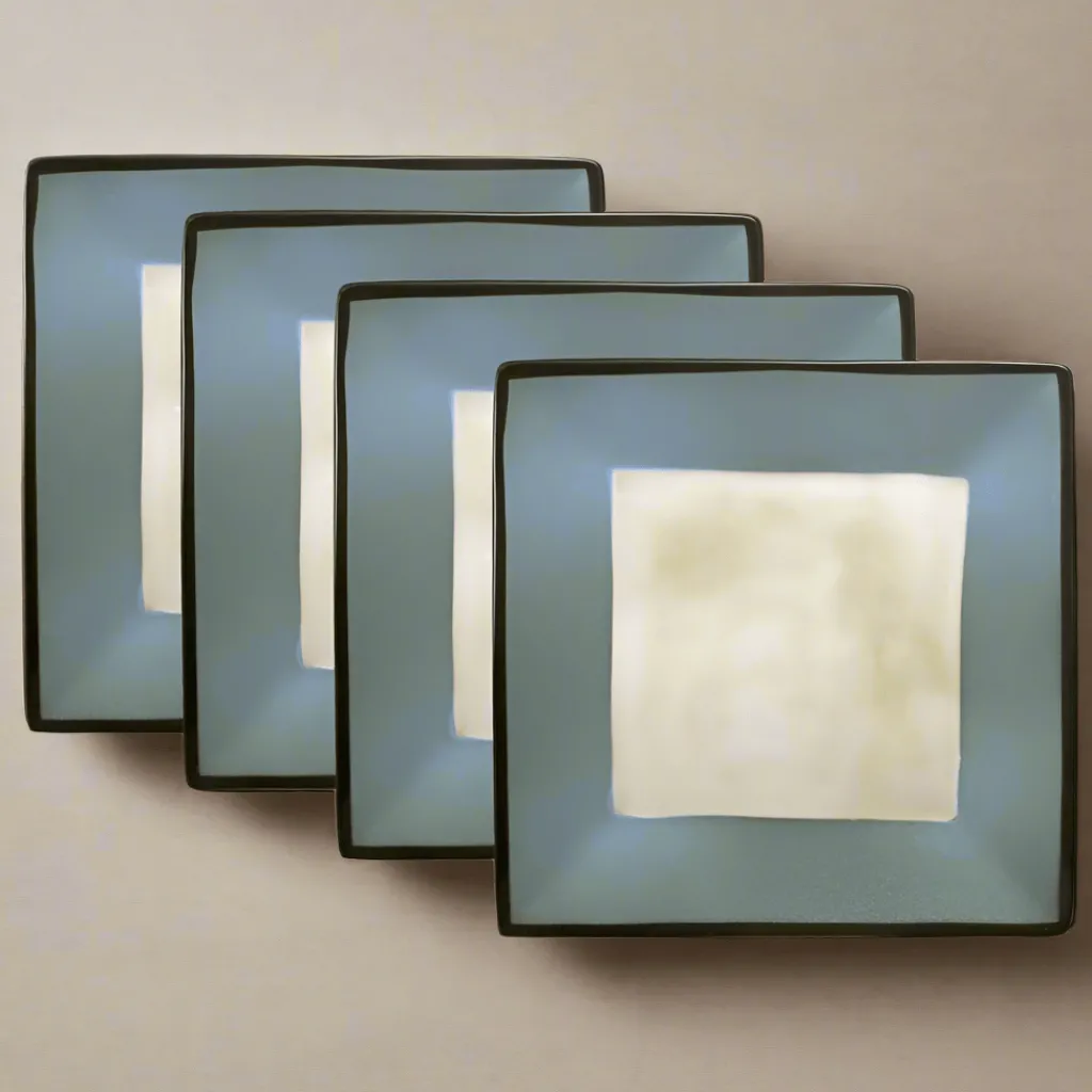 Dinner Plates|Gourmet Basics® Gourmet Basics Belmont Set of 4 Blue Square Dinner Plates