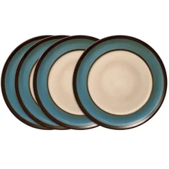 Dinner Plates|Gourmet Basics® Gourmet Basics Belmont Set of 4 Blue Round Dinner Plates