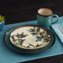 Dinner Plates|Gourmet Basics® Gourmet Basics Belmont Set of 4 Blue Round Dinner Plates