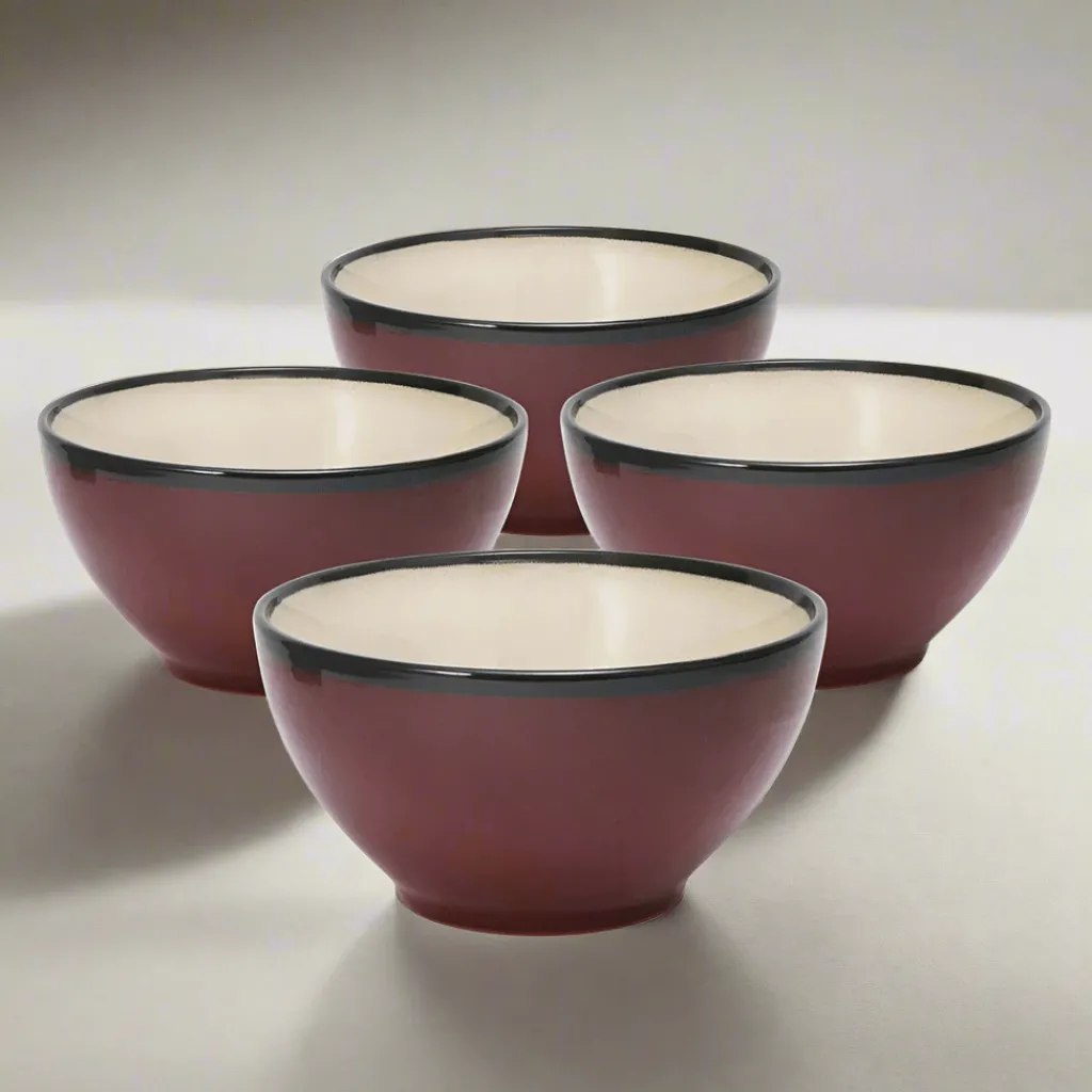 Soup Cereal Bowls|Gourmet Basics® Gourmet Basics Belmont Set of 4 Red Soup Cereal Bowls