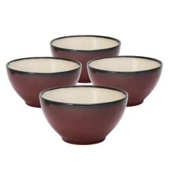 Soup Cereal Bowls|Gourmet Basics® Gourmet Basics Belmont Set of 4 Red Soup Cereal Bowls