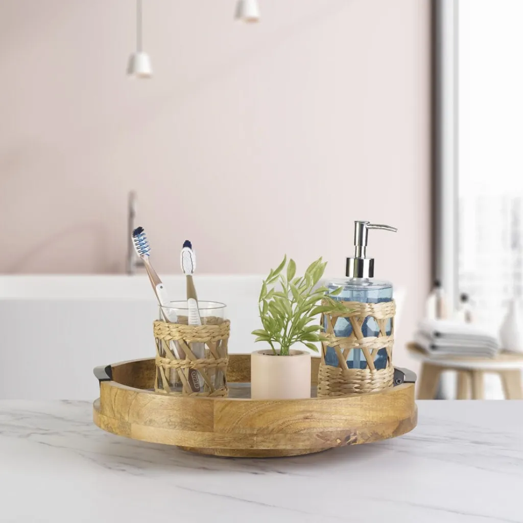 Lazy Susans|Gourmet Basics® Gray Marble Lazy Susan Serve Tray