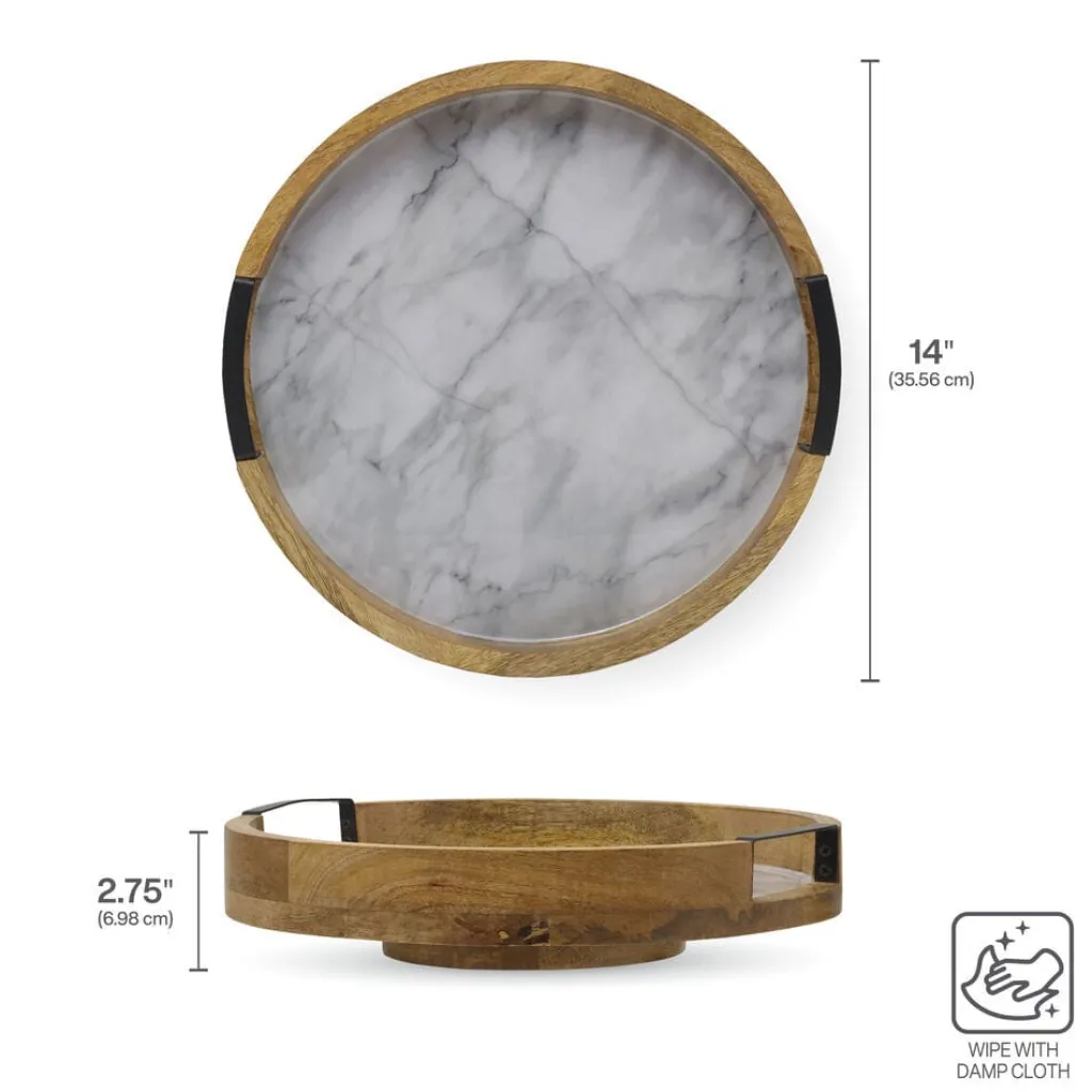 Lazy Susans|Gourmet Basics® Gray Marble Lazy Susan Serve Tray