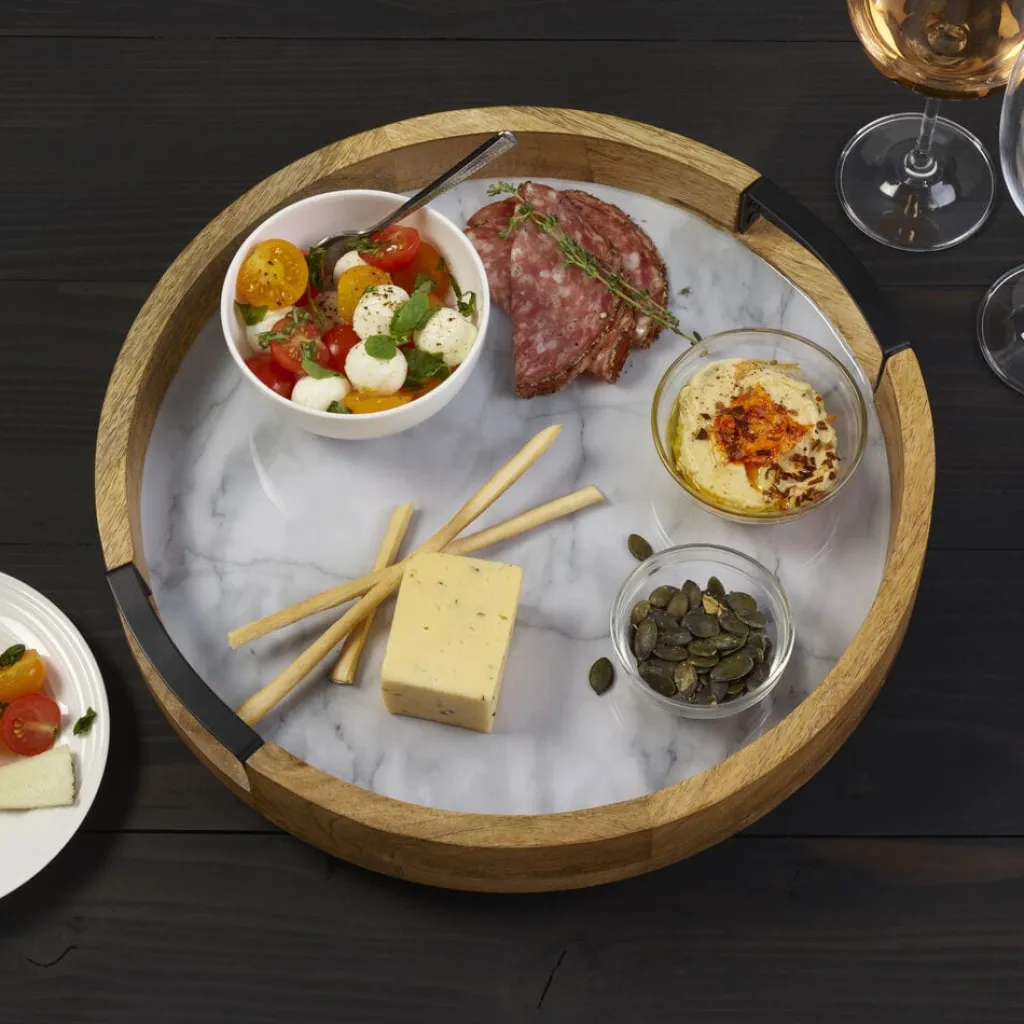 Lazy Susans|Gourmet Basics® Gray Marble Lazy Susan Serve Tray