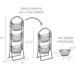 Fruit And Storage Baskets|Gourmet Basics® Harbor Adjustable Standing Storage Rack