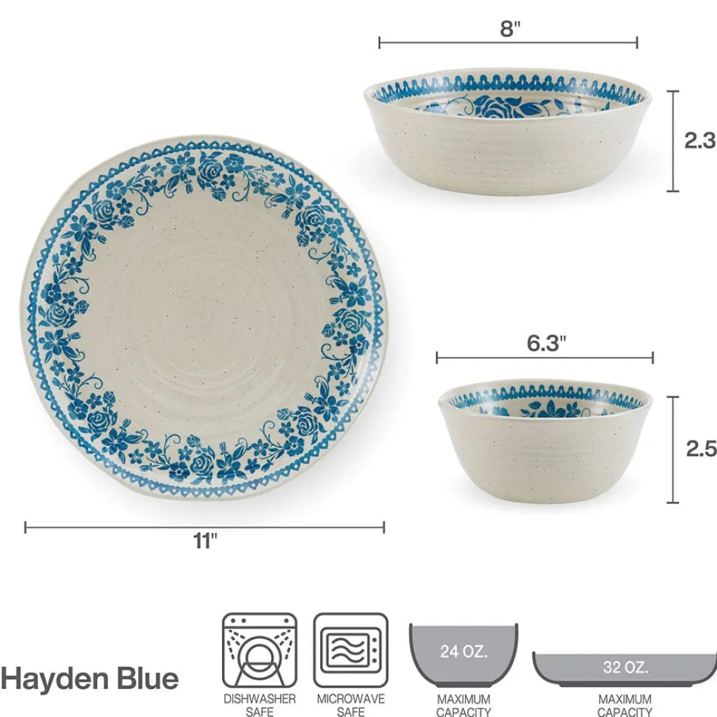 Dinnerware Service For 4|Pfaltzgraff® Hayden Blue 12 Piece Dinnerware Set, Service for 4