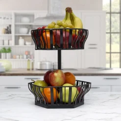 Fruit And Storage Baskets|Gourmet Basics® Hex 2 Tier Storage Basket