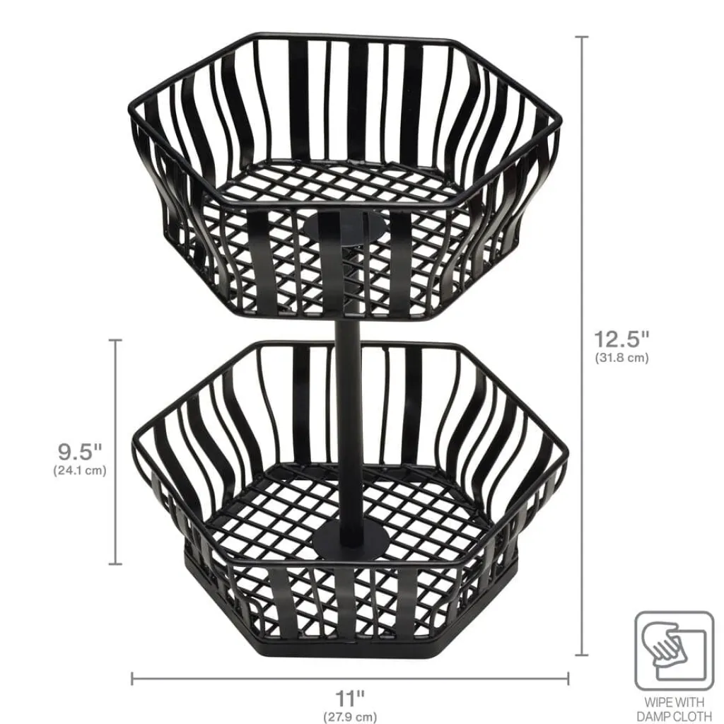 Fruit And Storage Baskets|Gourmet Basics® Hex 2 Tier Storage Basket