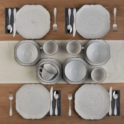 Dinnerware Service For 4|Pfaltzgraff® Isabella Gray 16 Piece Dinnerware Set, Service for 4