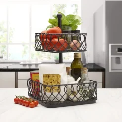 Fruit And Storage Baskets|Gourmet Basics® Juliette 2 Tier Storage Basket