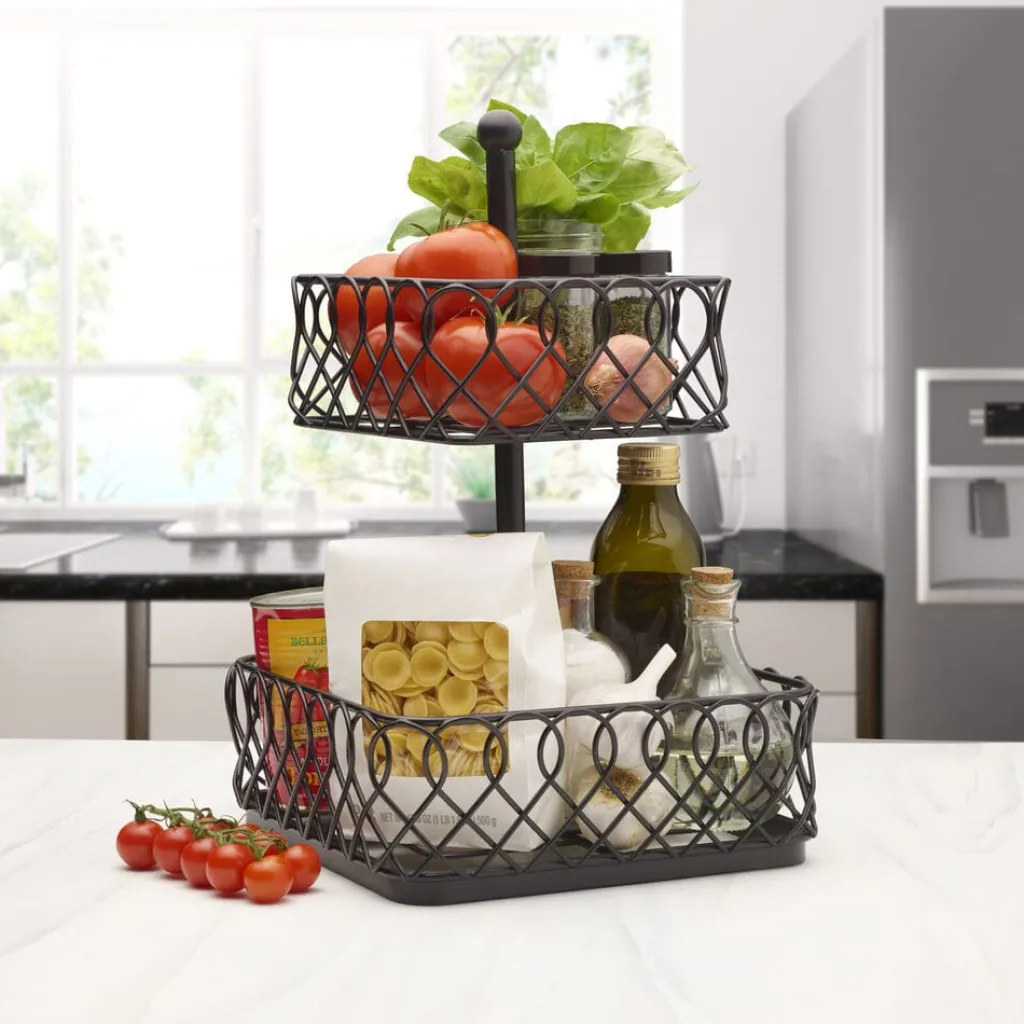 Fruit And Storage Baskets|Gourmet Basics® Juliette 2 Tier Storage Basket