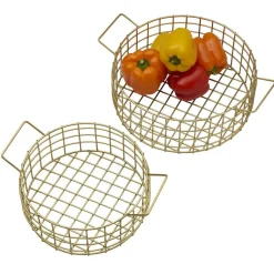 Fruit And Storage Baskets|Decor|Gourmet Basics® Kendall Set Of 2 Gold Centerpiece Baskets