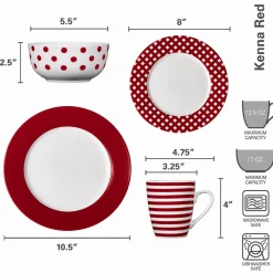 Dinnerware Service For 4|Pfaltzgraff® Kenna Red 16 Piece Dinnerware Set, Service for 4