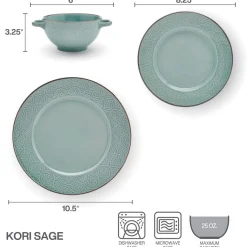 Dinnerware Service For 4|Pfaltzgraff® Kori Sage 12 Piece Dinnerware Set, Service for 4