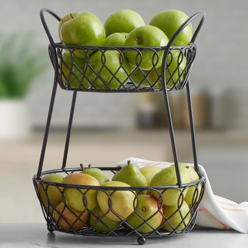 Fruit And Storage Baskets|Gourmet Basics® Lattice 2 Tier Countertop Storage Basket