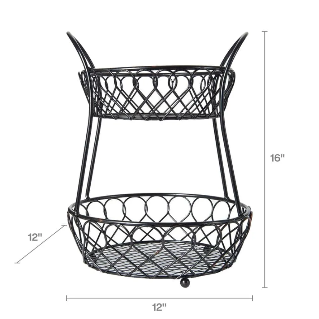 Fruit And Storage Baskets|Gourmet Basics® Lattice 2 Tier Countertop Storage Basket