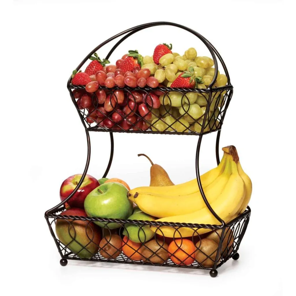 Fruit And Storage Baskets|Gourmet Basics® Lattice 2 Tier Fruit Storage Basket