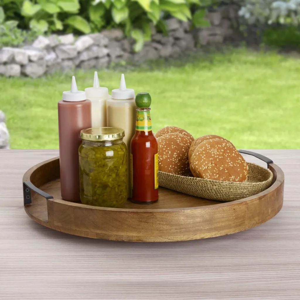 Lazy Susans|Gourmet Basics® Lazy Susan Mango Wood Serve Tray, 18 Inch