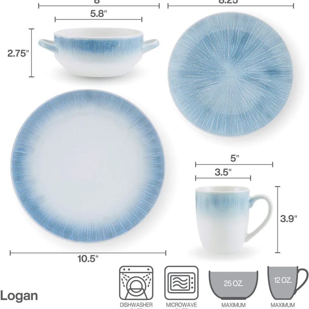 Dinnerware Service For 4|Pfaltzgraff® Logan 16 Piece Dinnerware Set, Service for 4