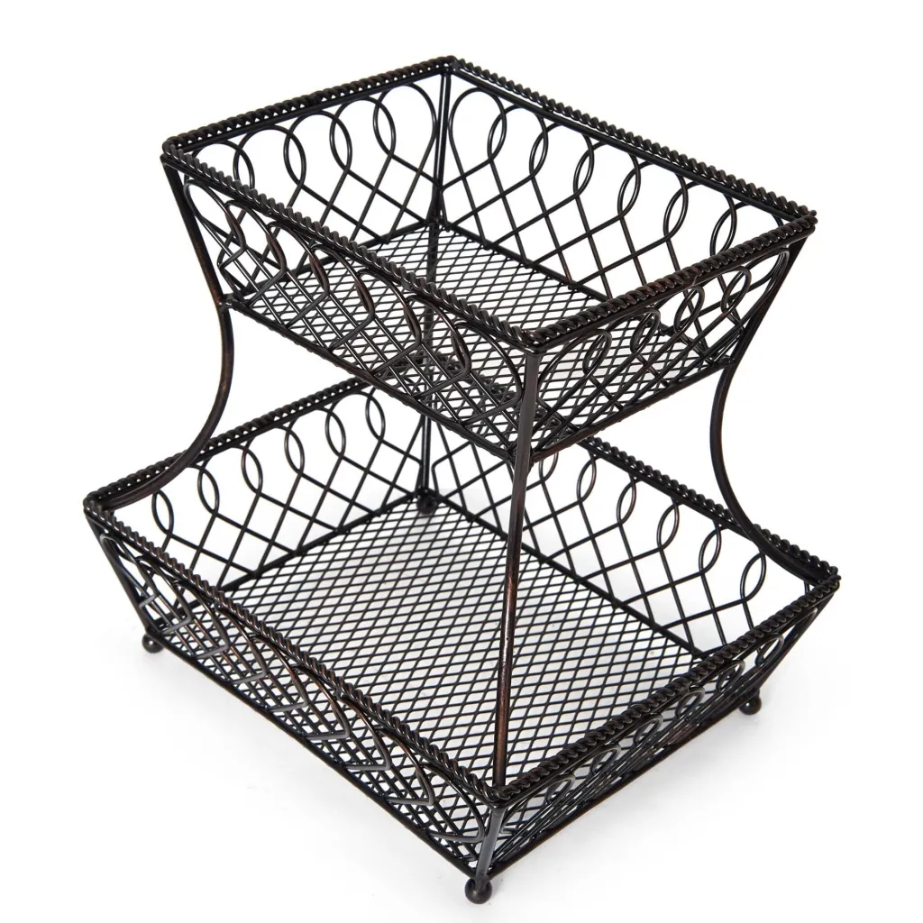Fruit And Storage Baskets|Gourmet Basics® Loop Lattice 2 Tier Rectangular Basket