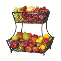 Fruit And Storage Baskets|Gourmet Basics® Loop Lattice 2 Tier Rectangular Basket