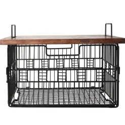 Fruit And Storage Baskets|Gourmet Basics® Madam Grid Stacking and Nesting Basket with Mango Wood Lid