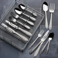 Sets|Pfaltzgraff® Mirage Frost 42 Piece Flatware Set with Wire Caddy, Service for 8