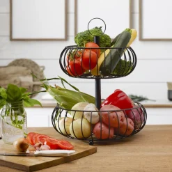 Fruit And Storage Baskets|Gourmet Basics® Monroe 2 Tier Fruit Storage Basket