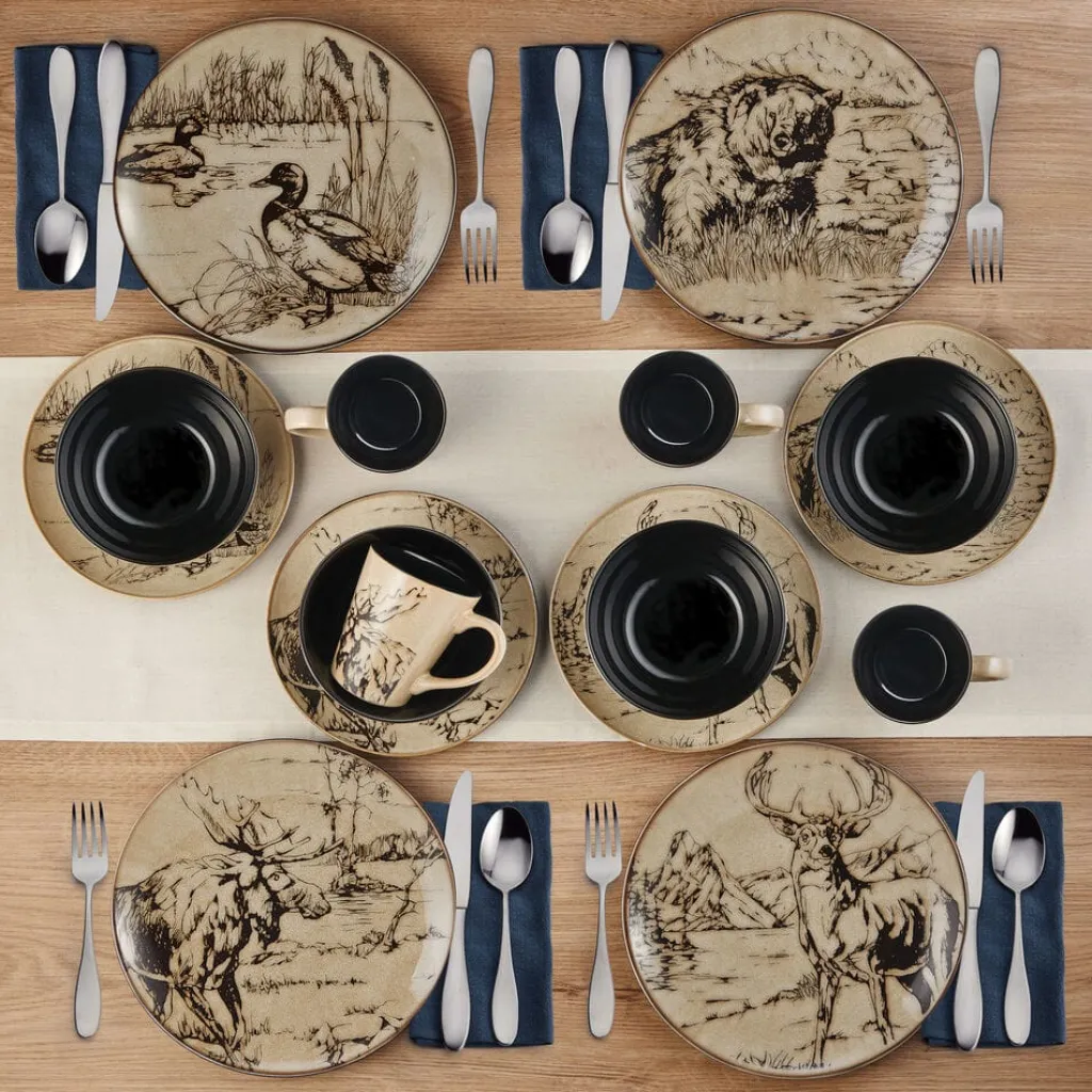 Dinnerware Service For 4|Mossy Oak® Mossy Oak Animal Print 16 Piece Dinnerware Set, Service for 4