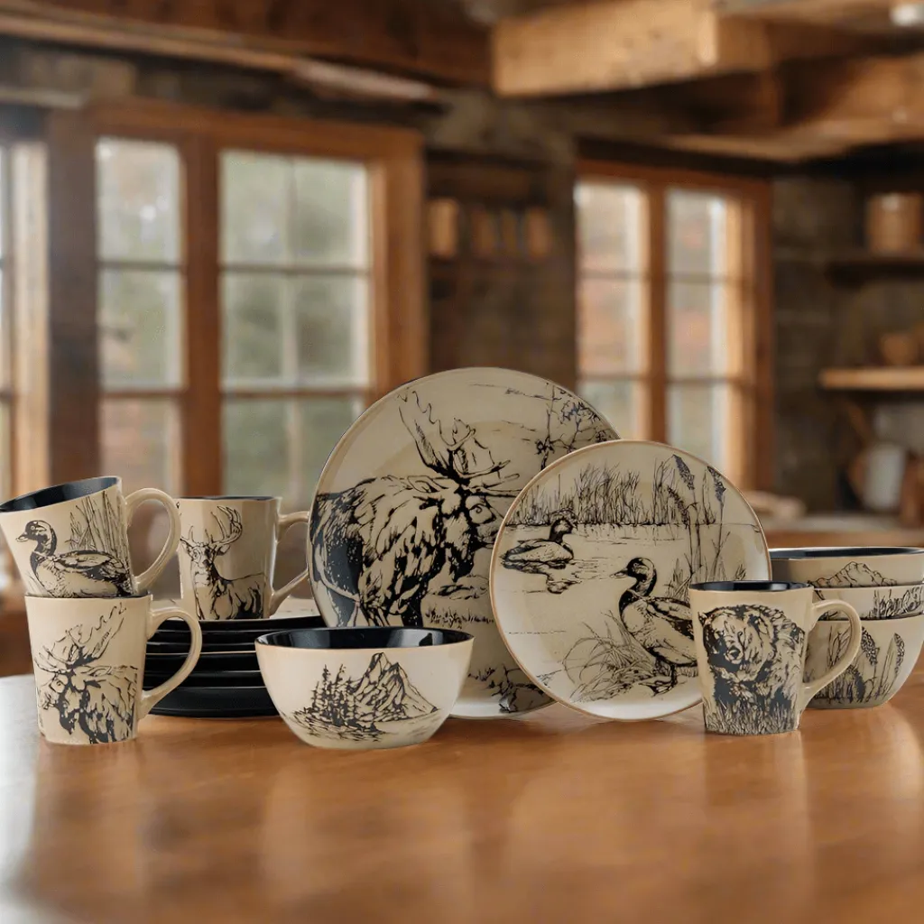 Dinnerware Service For 4|Mossy Oak® Mossy Oak Animal Print 16 Piece Dinnerware Set, Service for 4