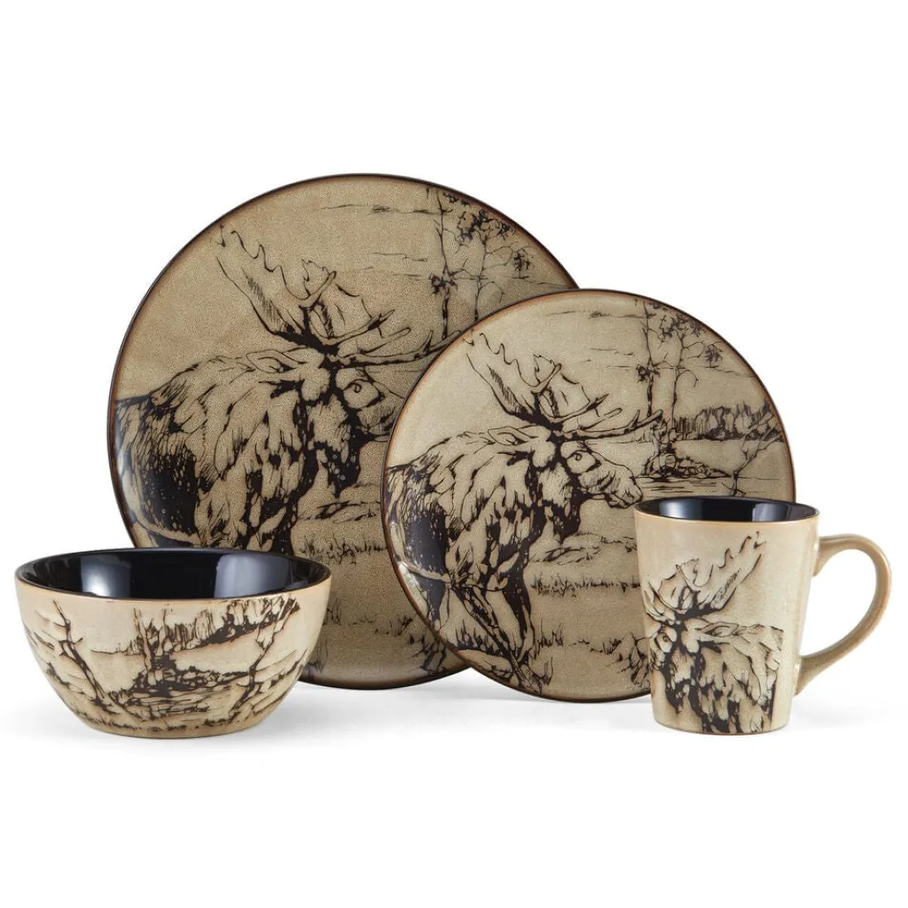 Dinnerware Service For 4|Mossy Oak® Mossy Oak Animal Print 16 Piece Dinnerware Set, Service for 4