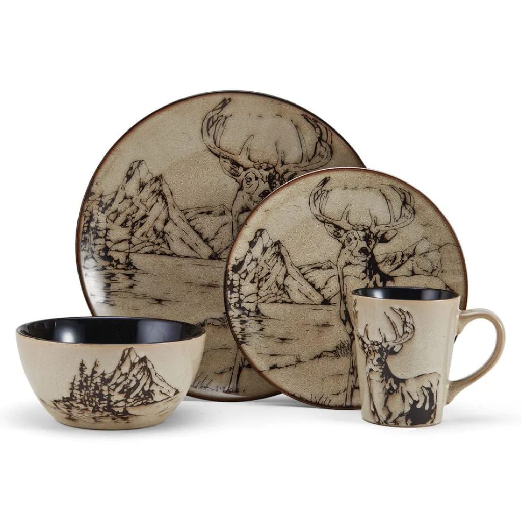 Dinnerware Service For 4|Mossy Oak® Mossy Oak Animal Print 16 Piece Dinnerware Set, Service for 4