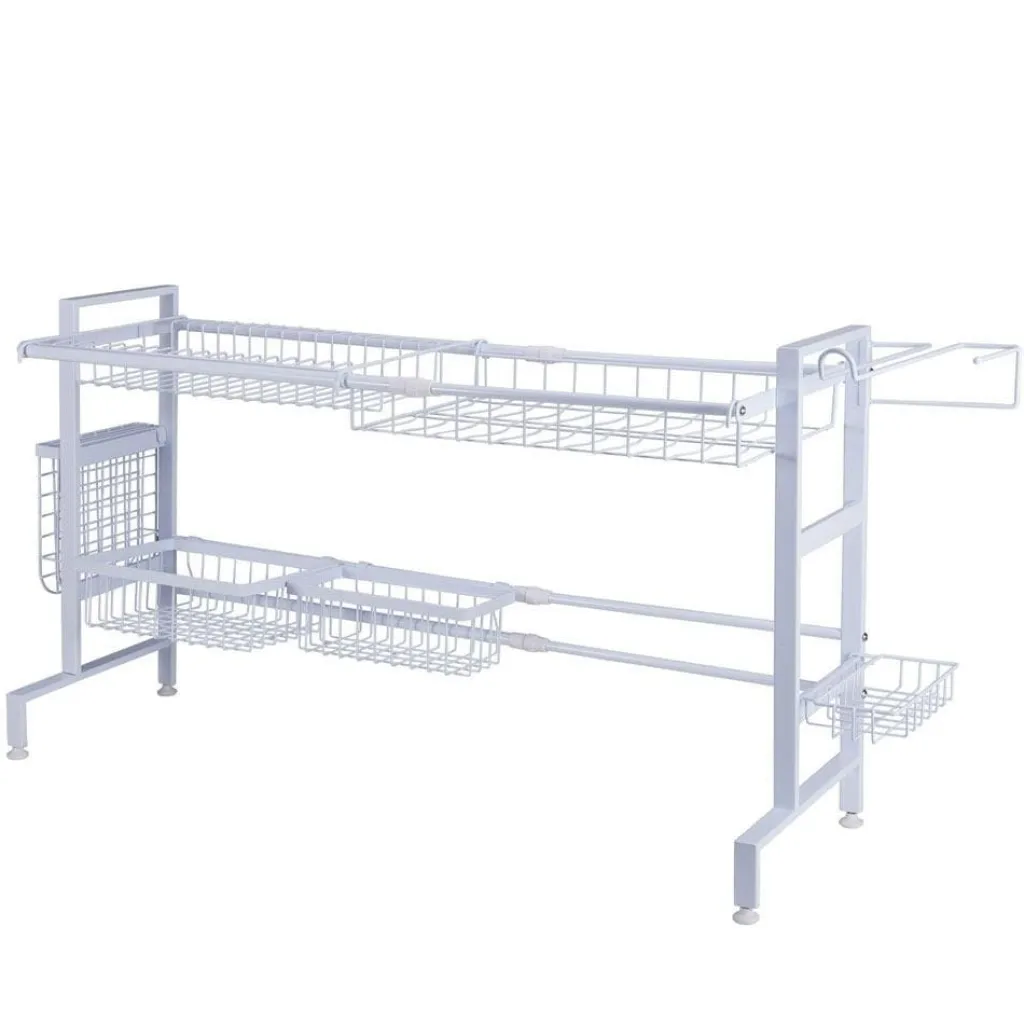 Fruit And Storage Baskets|Gourmet Basics® Over the Sink 2 Tier Expandable Organizer Dish Drying Rack