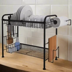 Fruit And Storage Baskets|Gourmet Basics® Over the Sink 2 Tier Organizer Dish Drying Rack, 31 Inch
