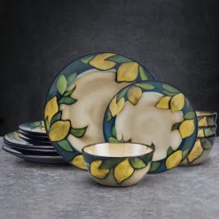 Dinnerware Service For 4|Pfaltzgraff® Painted Lemons 12 Piece Dinnerware Set, Service for 4