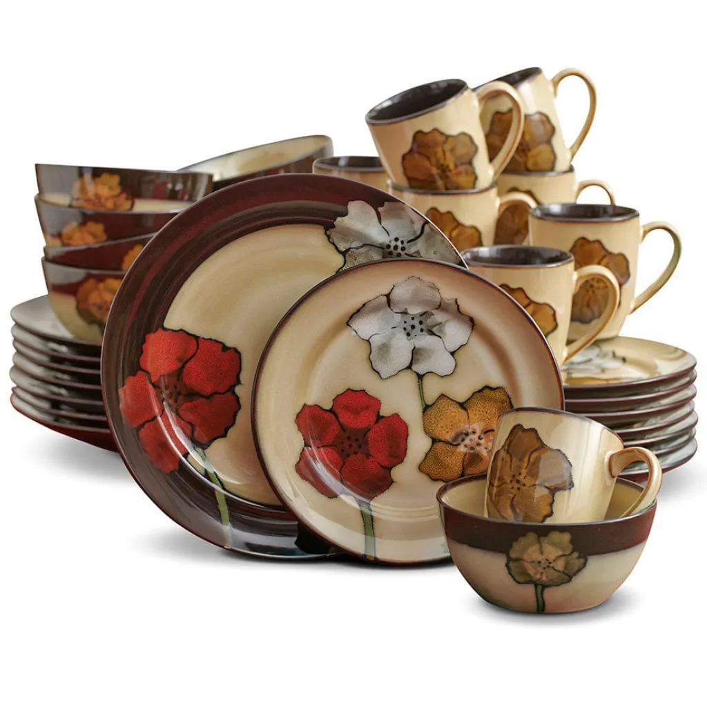 Dinnerware Service For 8|Pfaltzgraff® Painted Poppies 32 Piece Dinnerware Set, Service for 8