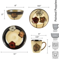 Dinnerware Service For 8|Pfaltzgraff® Painted Poppies 32 Piece Dinnerware Set, Service for 8