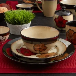Dinnerware Service For 4|Pfaltzgraff® Painted Poppies 16 Piece Dinnerware Set, Service for 4
