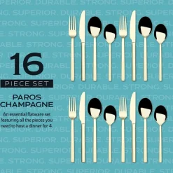 Sets|Towle® Living Paros Champagne Forged 16 Piece Flatware Set, Service for 4